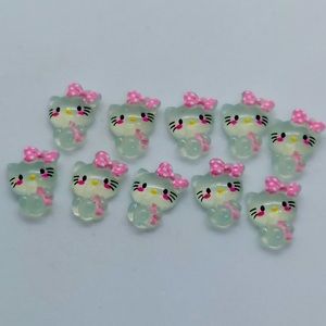 10 Mini Pink Polka Dot Hello Kitty Nail Charm